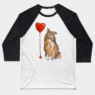 Watercolor Shetland sheepdog Baseball T-Shirt